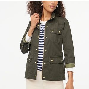 “Mossy brown” j crew factory resin coated twill field jacket